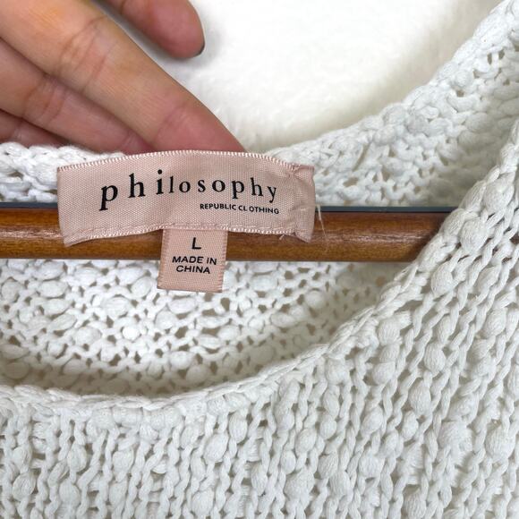 Philosophy Womens Tank Sz L Crochet Festival Boho Beachy Hippie Natural Earthy - Picture 4 of 8